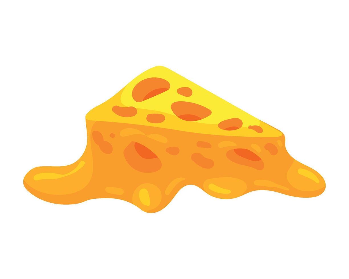 Cheese slice with melted cheese on white background vector