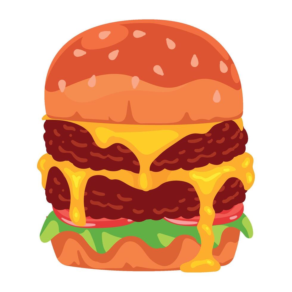 A hamburger with cheese and lettuce on it vector