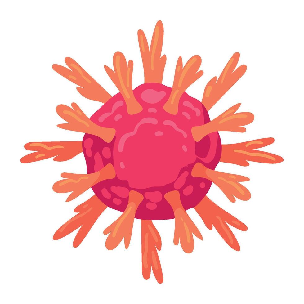 A cartoon virus with red and orange colors vector