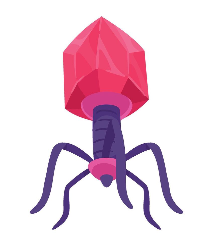 A pink spider with purple legs and a large pink diamond vector