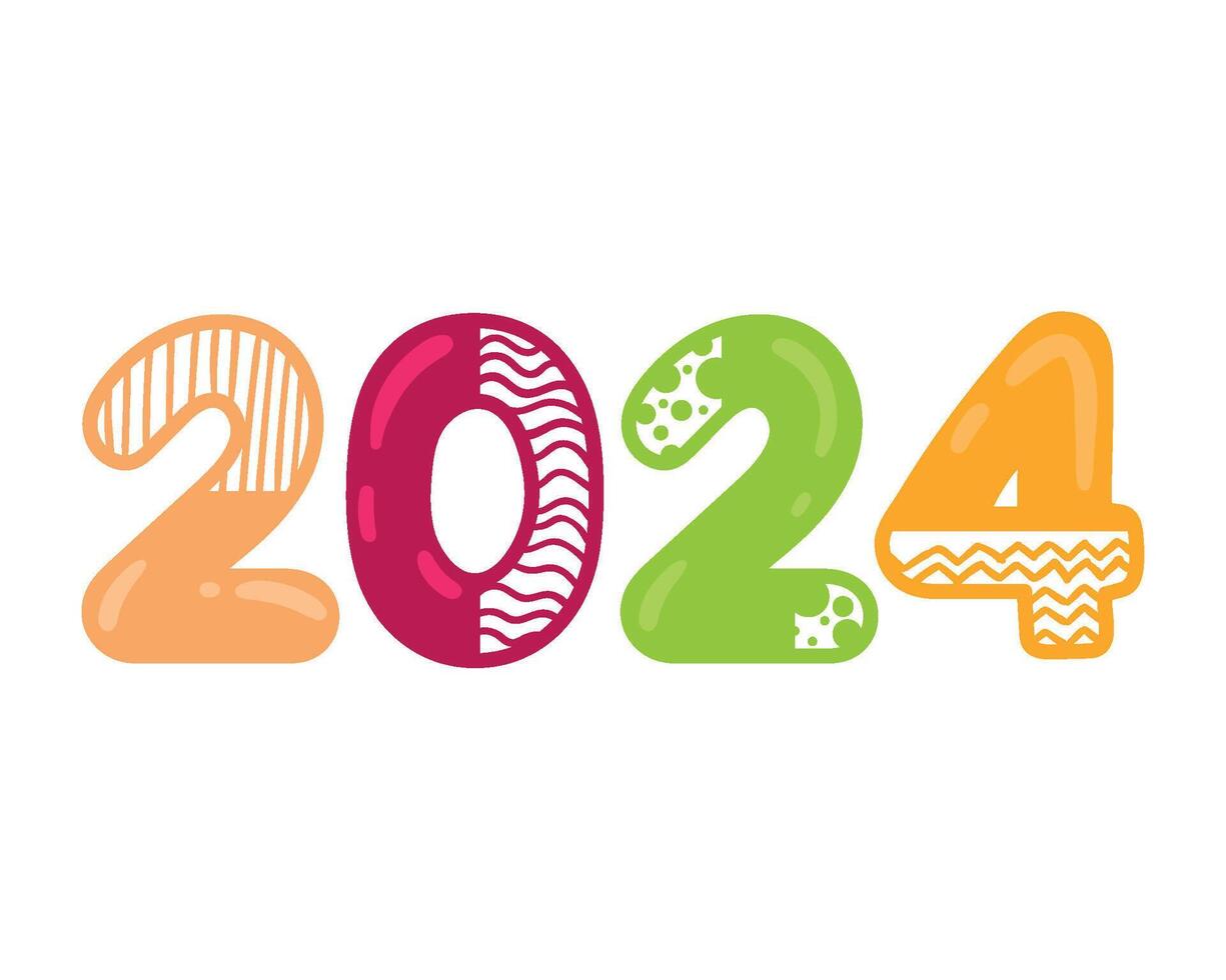 The number 2014 is made up of colorful shapes vector
