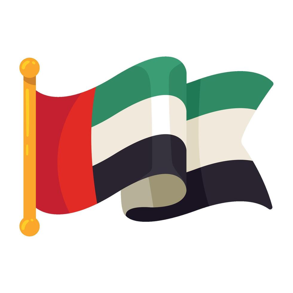 The uae flag waving in the wind vector