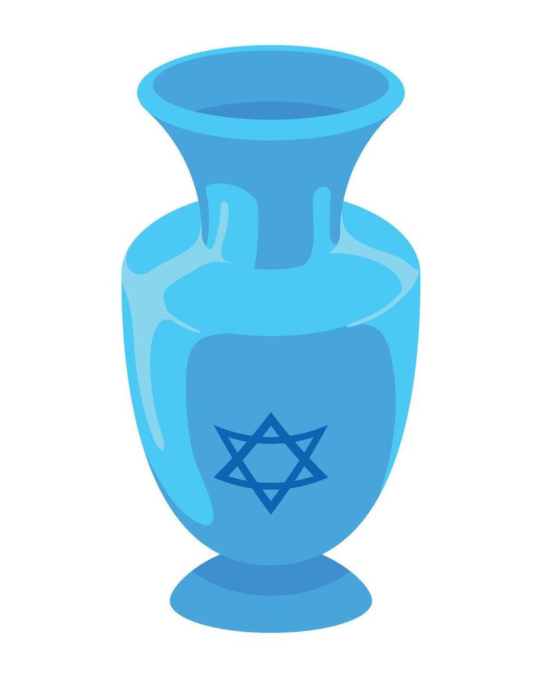 Jewish star of david in blue vase icon in cartoon style vector