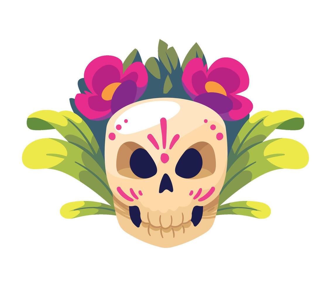 Day of the dead skull with flowers vector