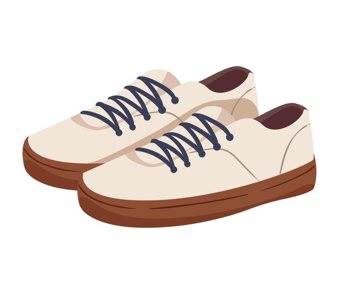 A pair of white sneakers with blue laces vector