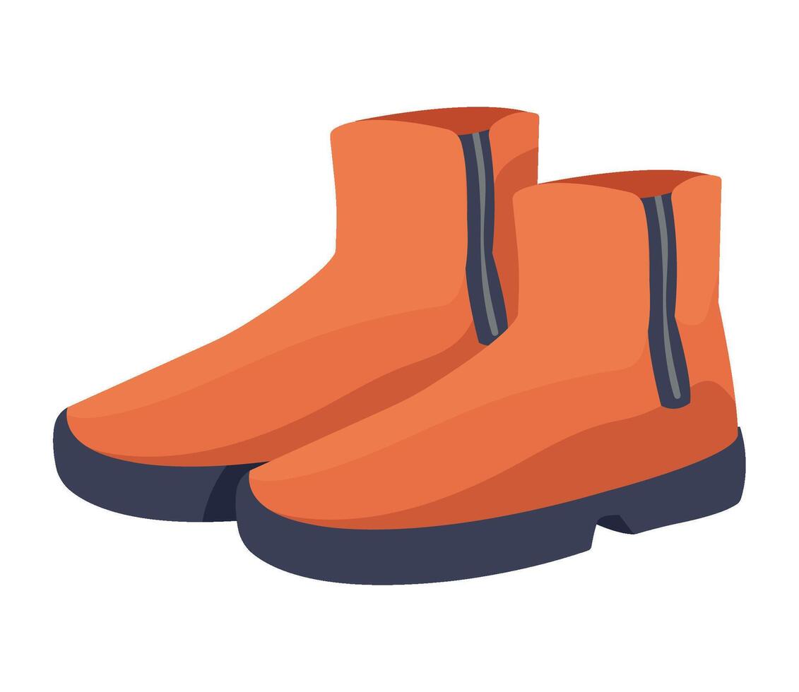 Orange boots with blue zippers on the side vector