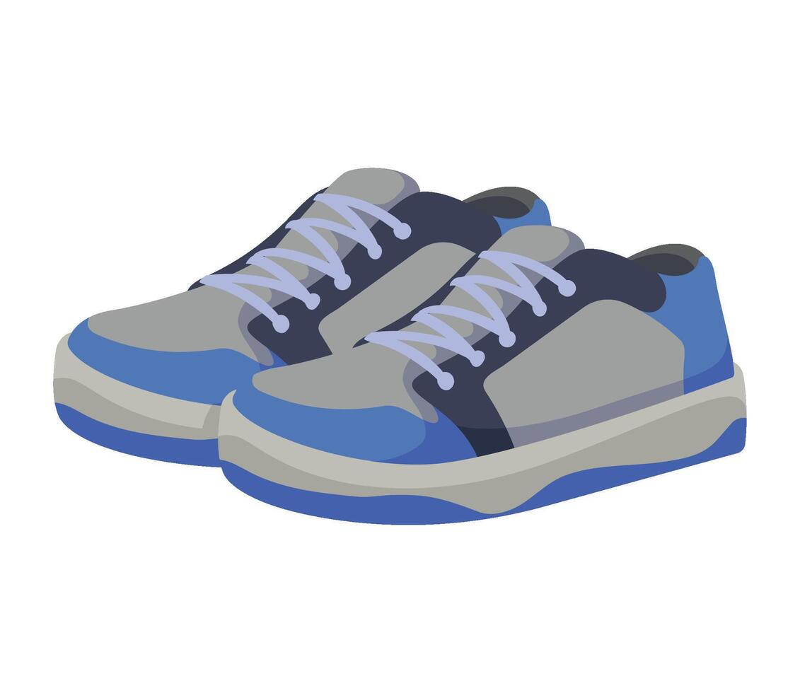 A pair of blue and gray sneakers on a white background vector