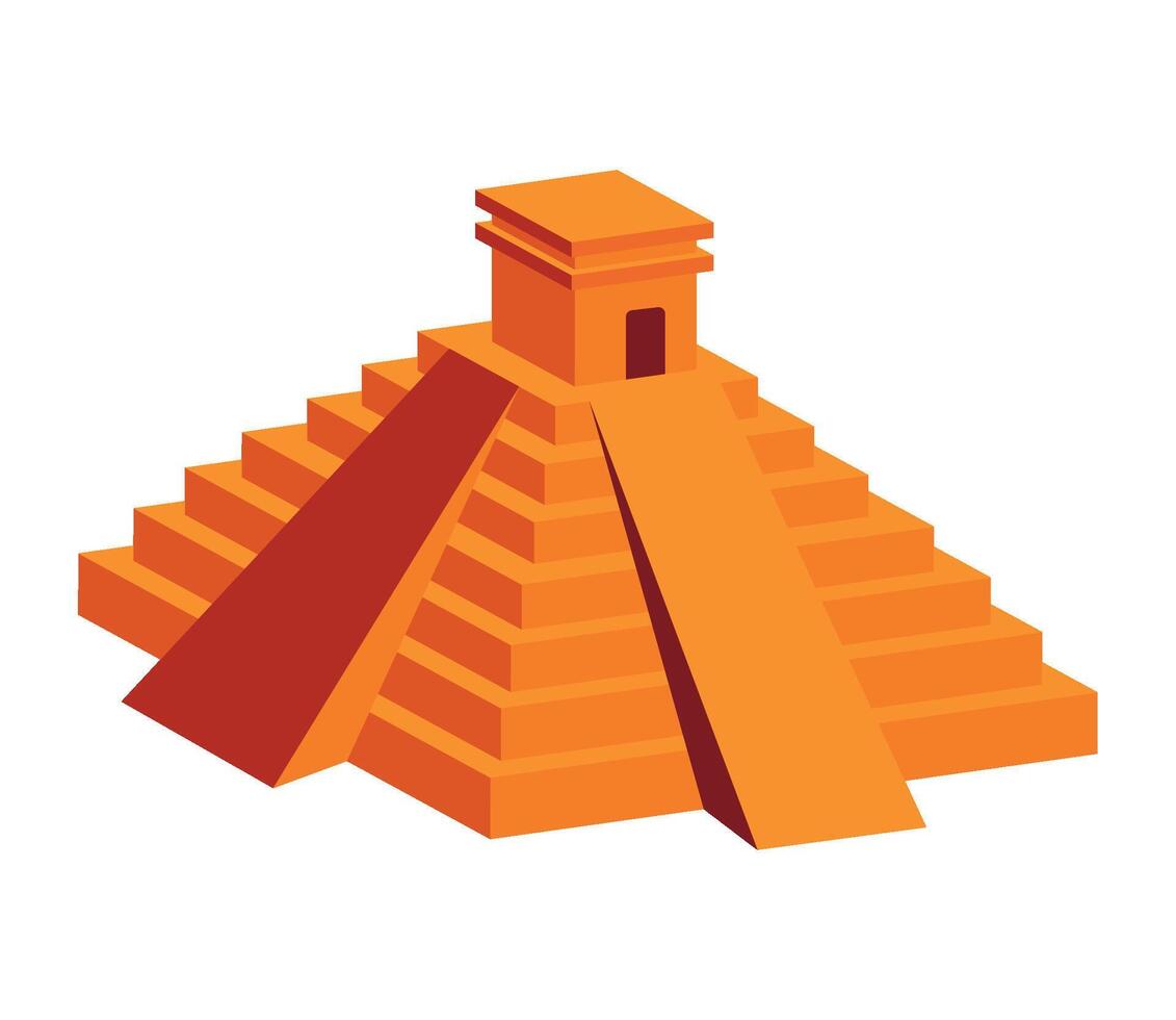 An orange pyramid with a red roof vector