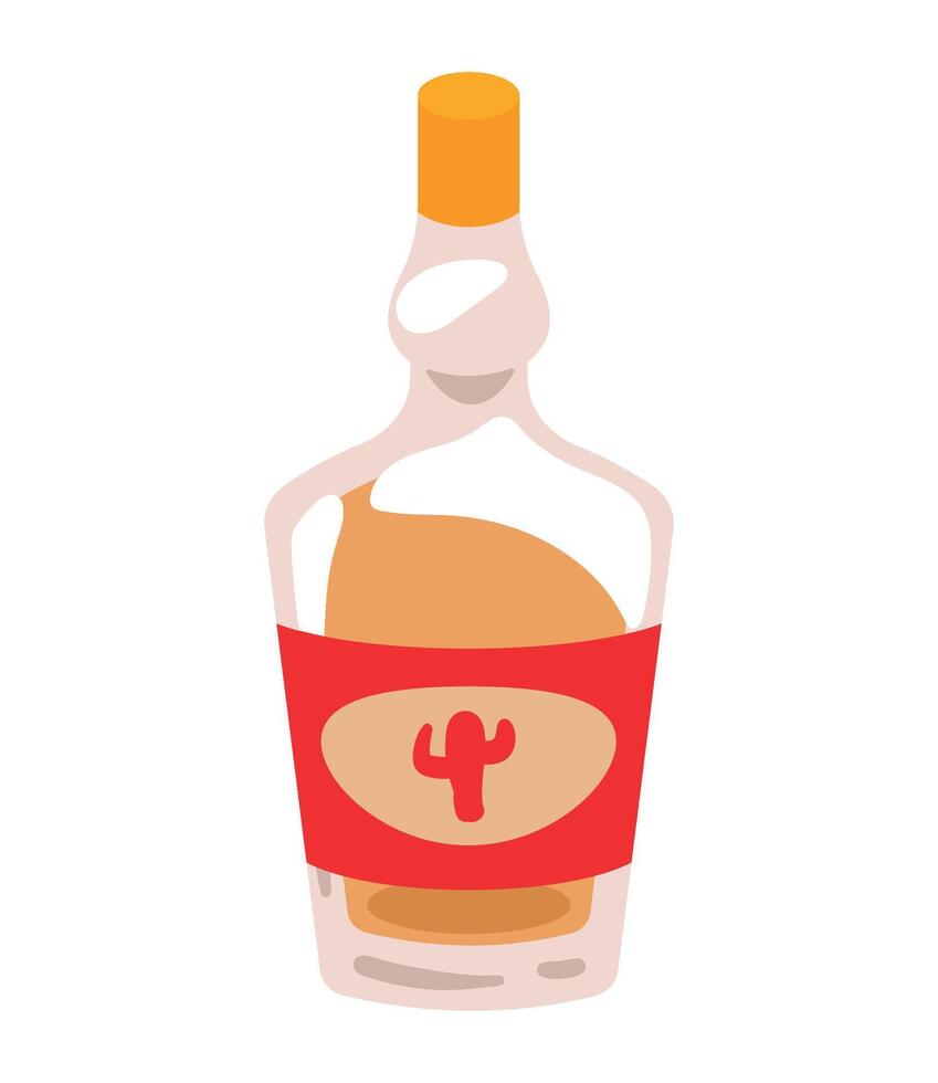 A bottle of whiskey with a cactus on the label vector
