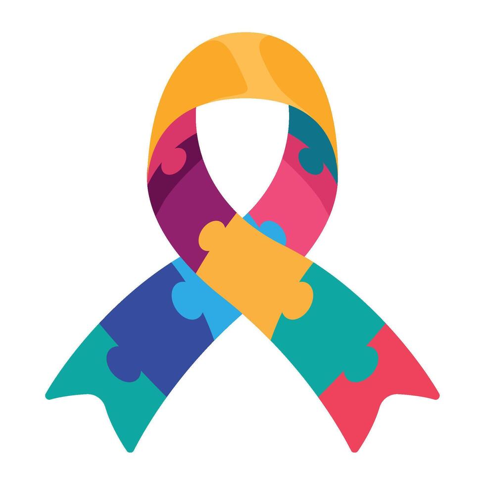 A colorful autism awareness ribbon vector