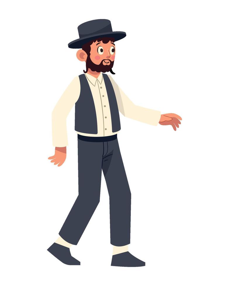 A man in a hat and vest is walking vector