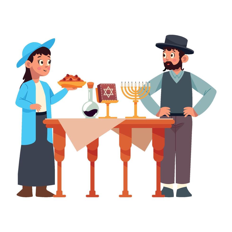 Jewish people celebrating hanukkah, menorah, menorah menorah menorah vector