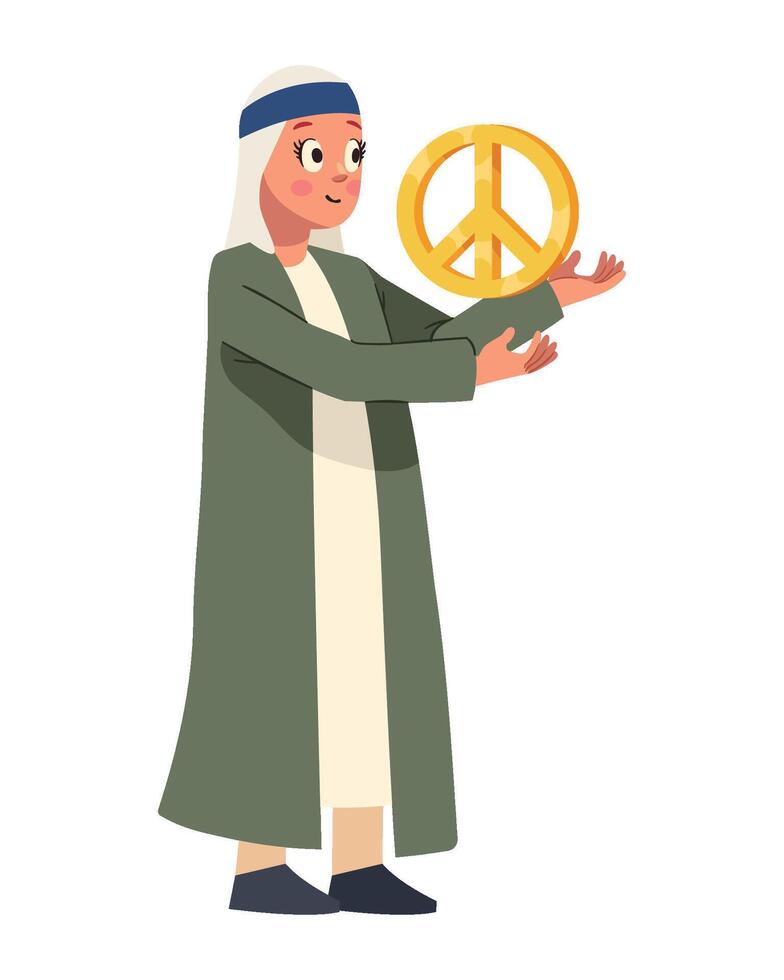An arab man holding a peace sign vector