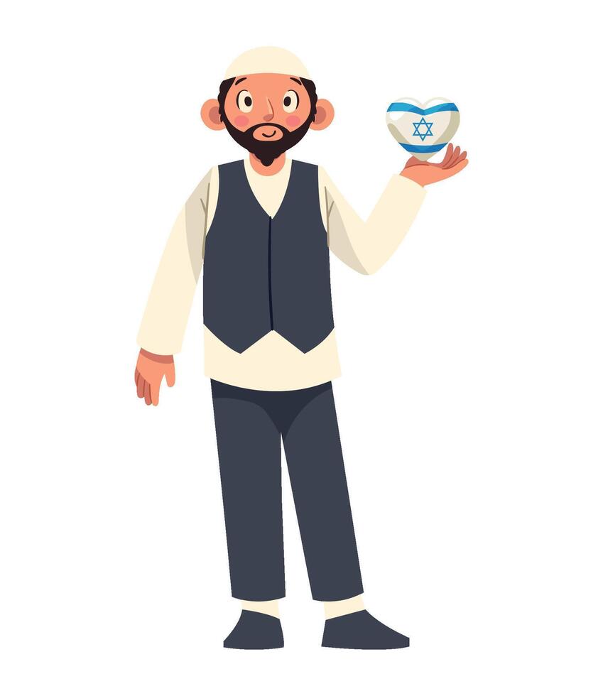 An israeli man holding a heart shaped box vector
