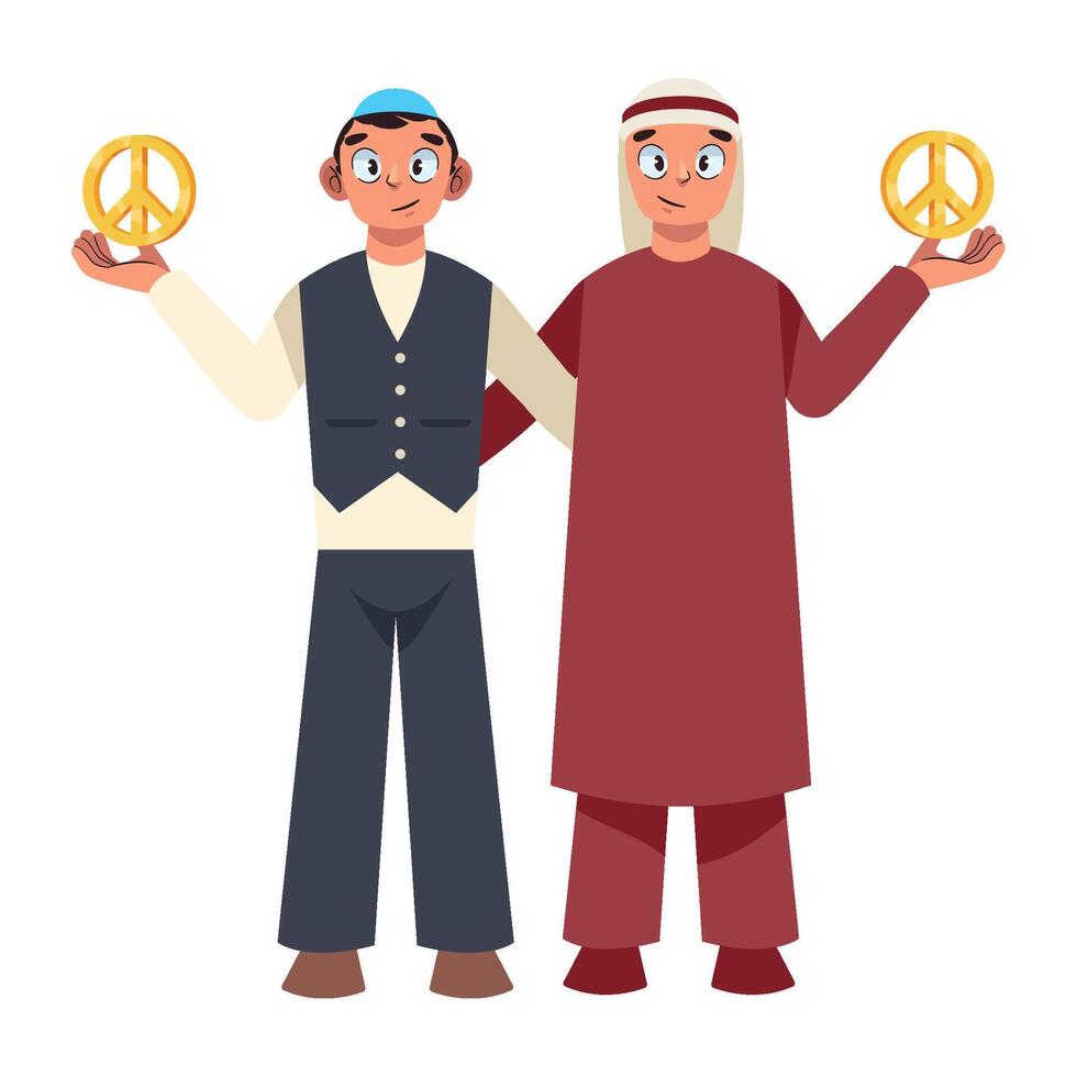 Two men holding peace signs in their hands vector