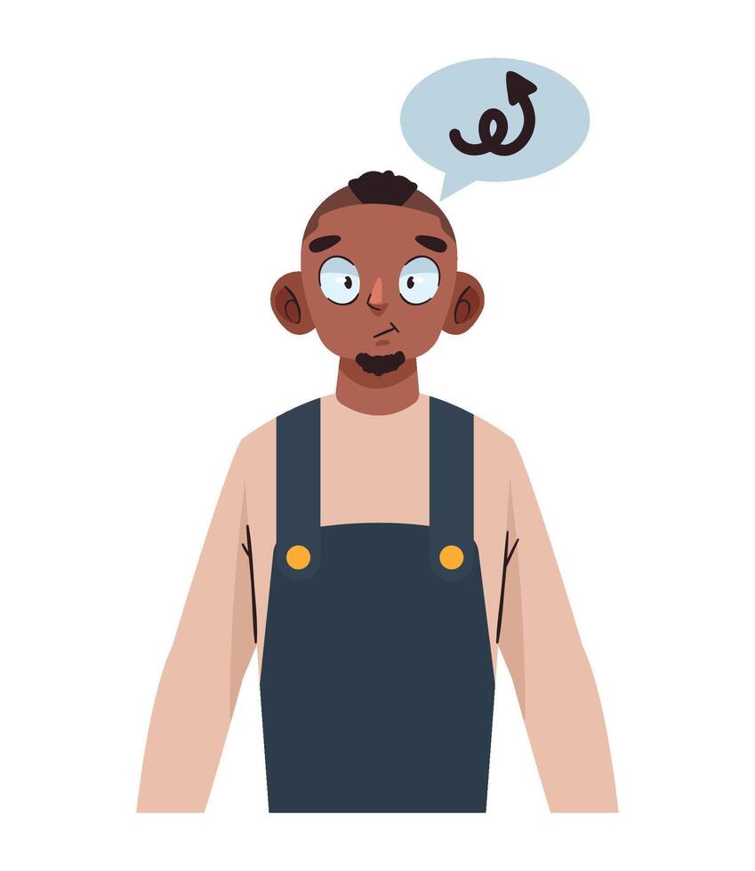 An illustration of a man with a speech bubble above his head vector