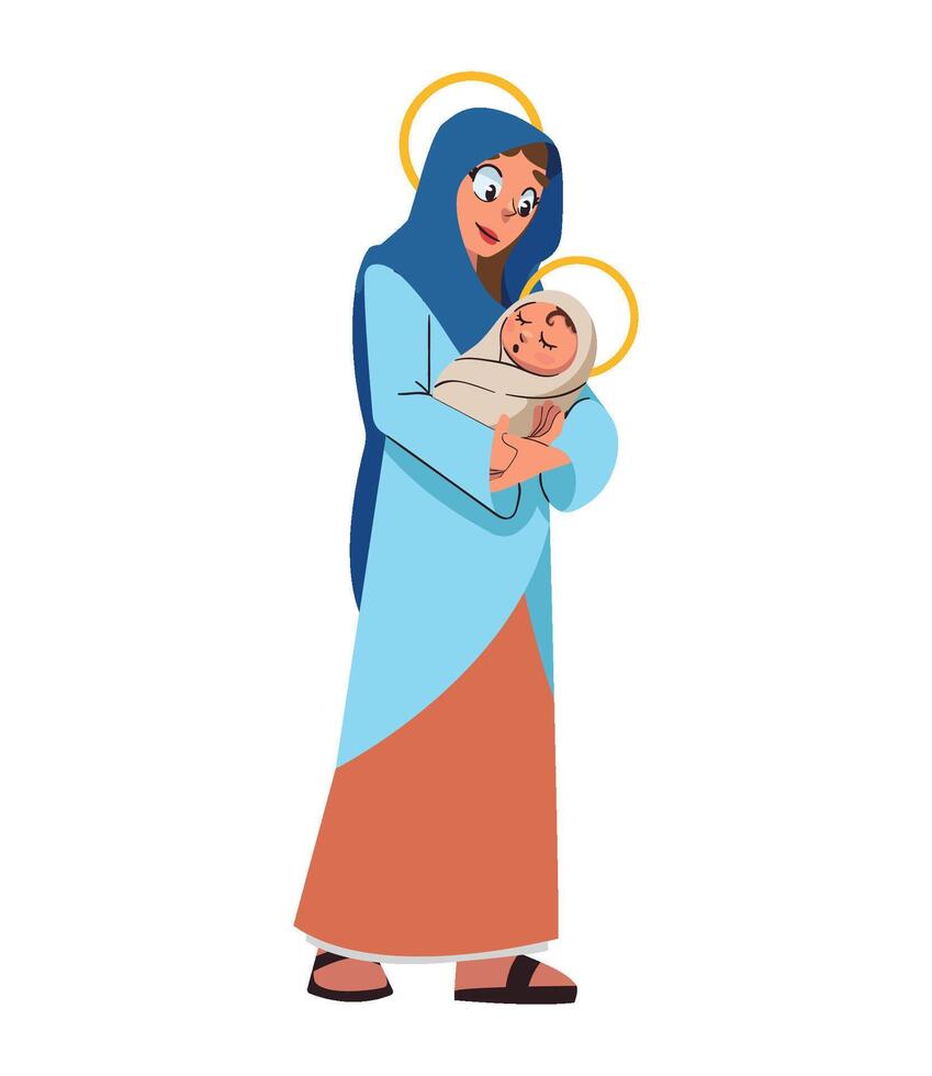 A cartoon image of a woman holding a baby vector