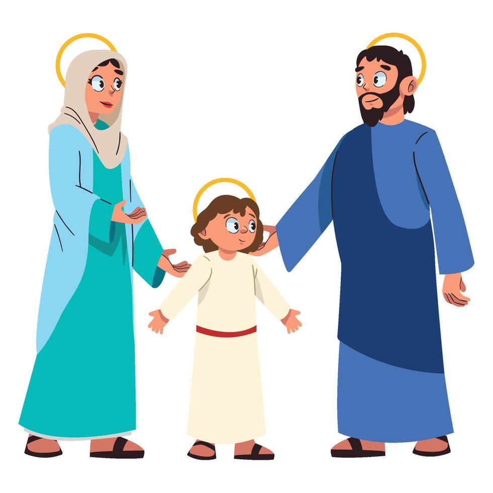 Jesus and mary with child illustration vector