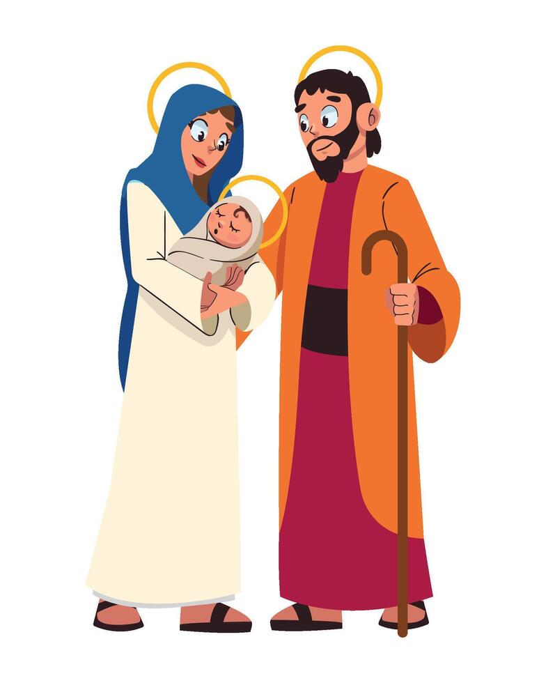 Christmas nativity scene with jesus and mary holding baby jesus vector