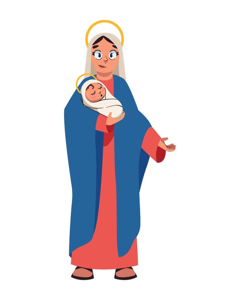 A cartoon image of a woman holding a baby vector