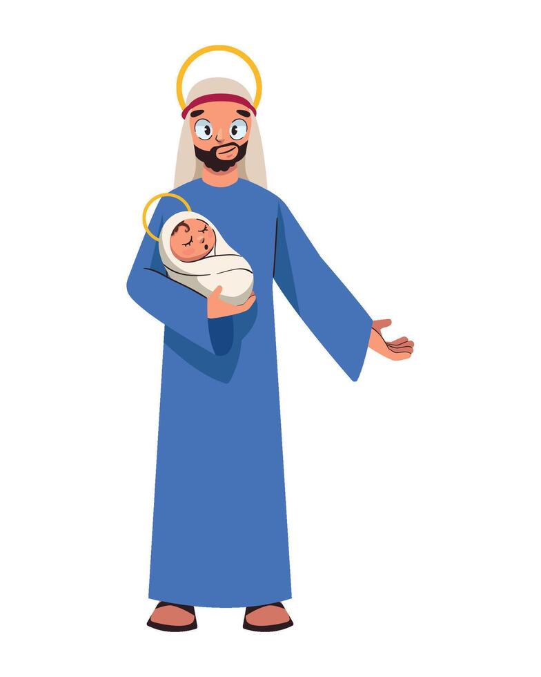 Jesus holding a baby in his arms vector
