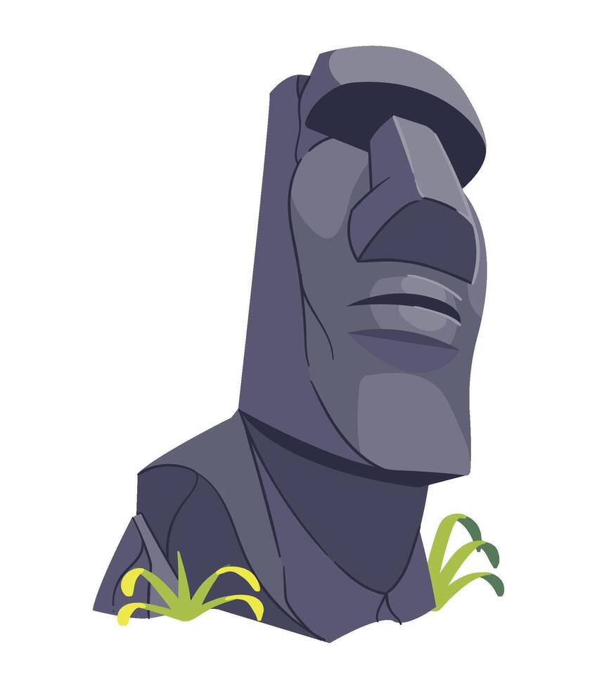 An easter island statue with grass and flowers vector