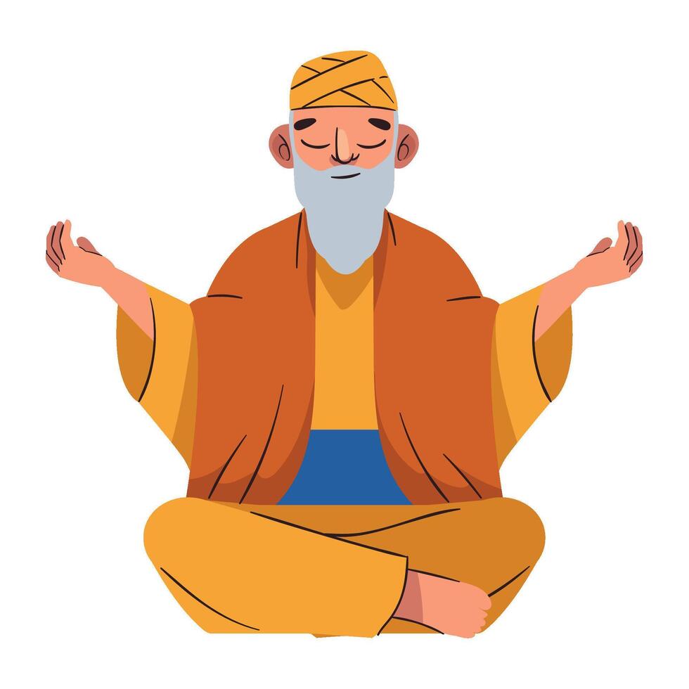 An old man sitting in meditation pose vector