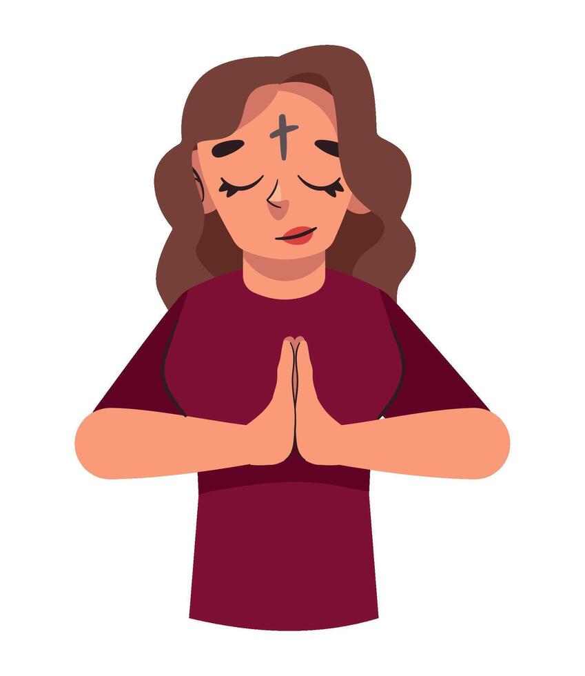 A woman praying with her hands closed vector
