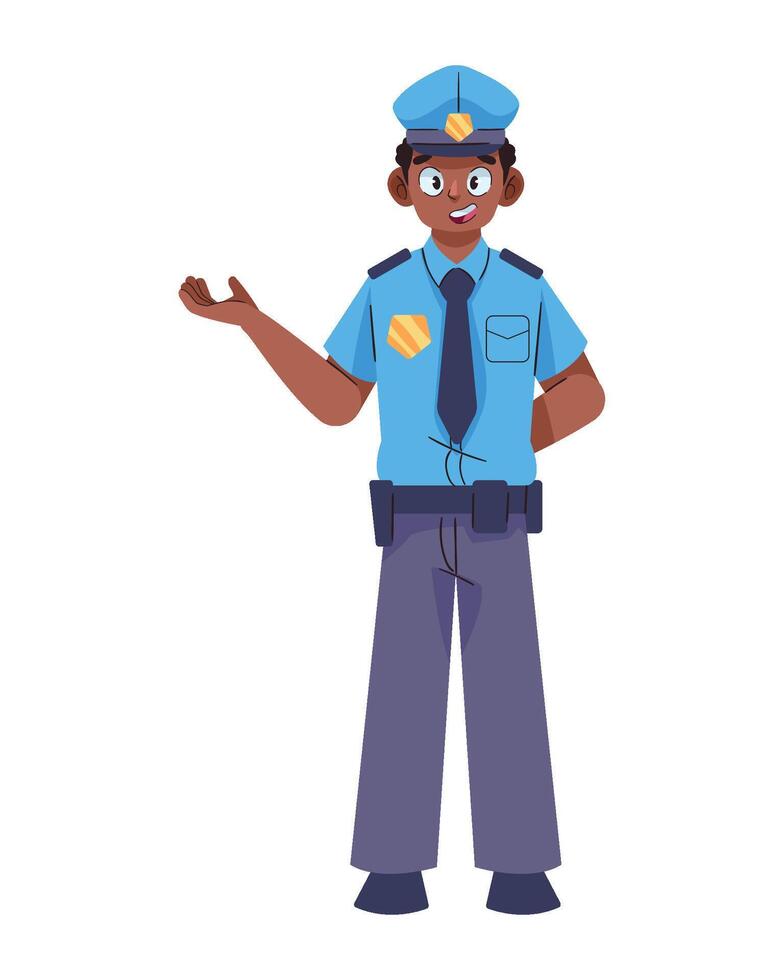 An african american police officer in uniform vector