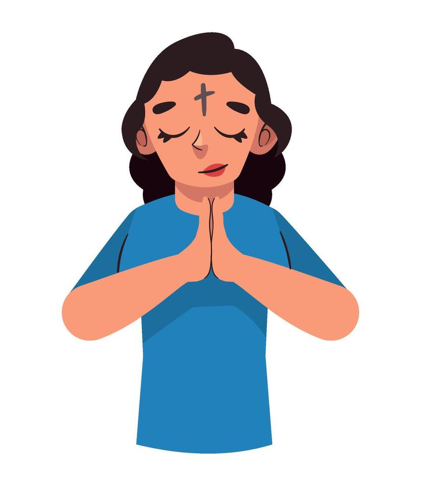 A woman praying with her hands closed vector