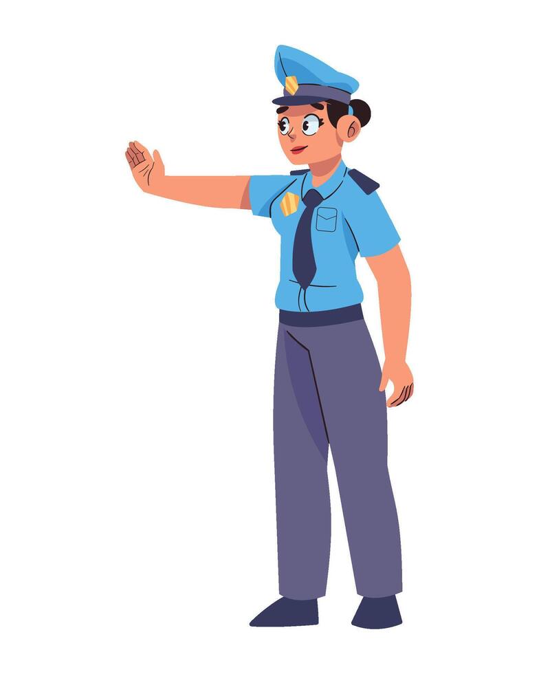 A cartoon police officer pointing at something vector
