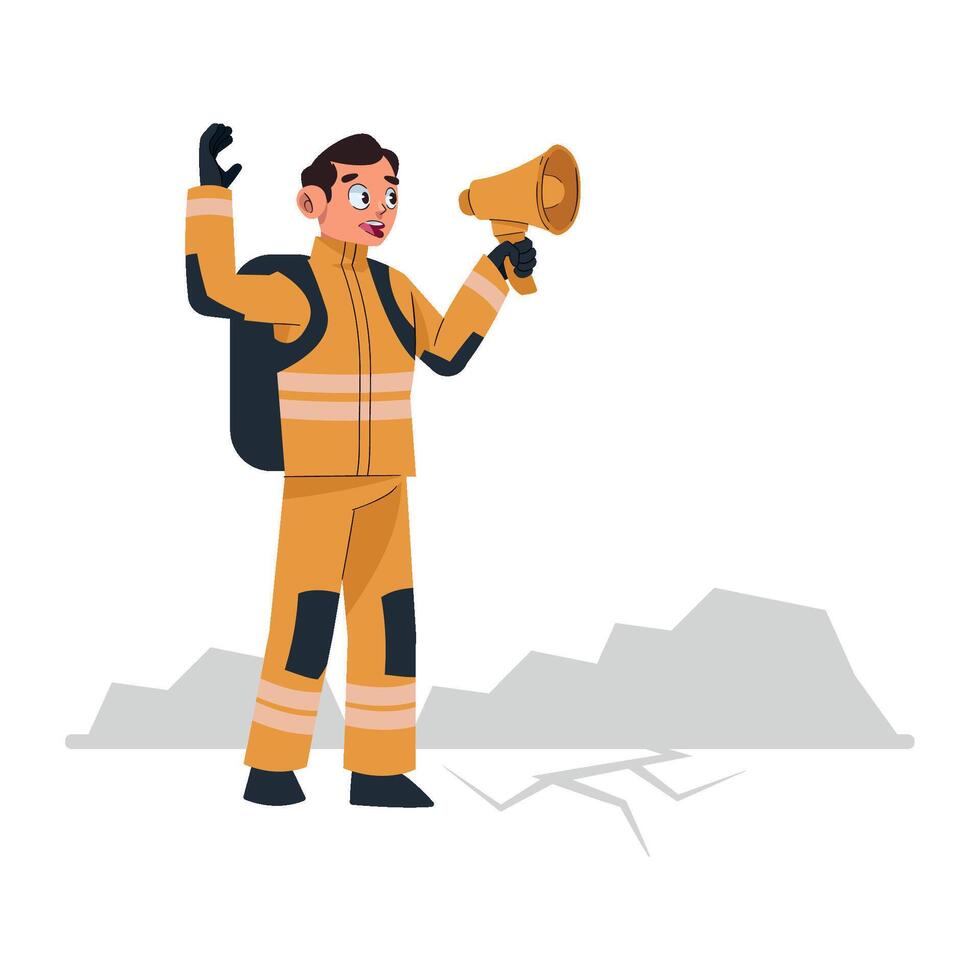 Fireman with megaphone illustration vector