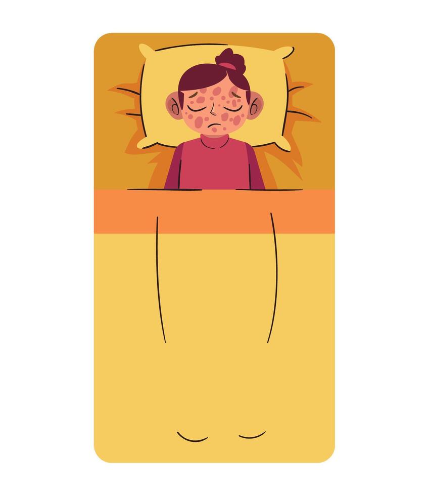A cartoon woman sleeping in bed with her eyes closed vector