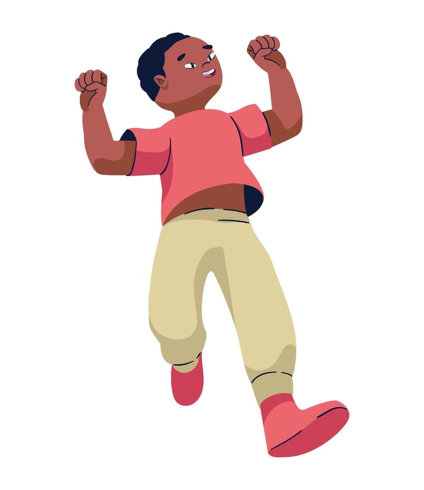 A cartoon boy jumping in the air vector