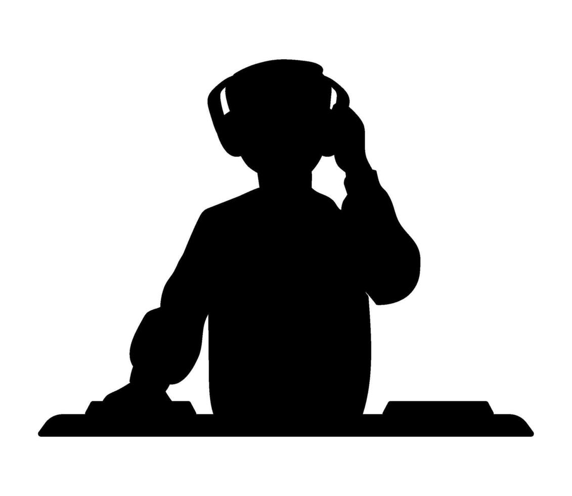 Dj silhouette on white background vector