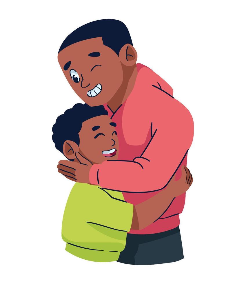 An illustration of a father hugging his son vector