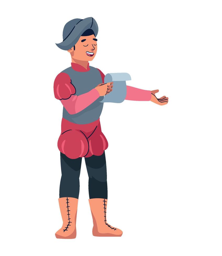 A man in medieval costume holding a letter vector