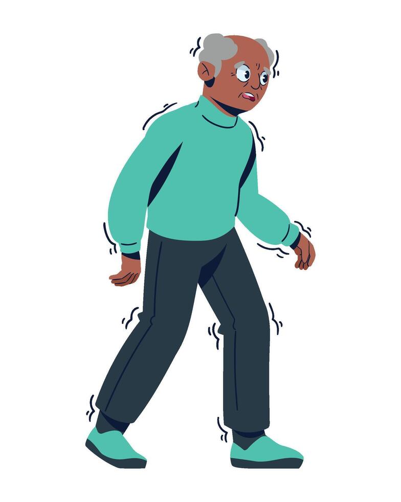 An illustration of an old man walking vector