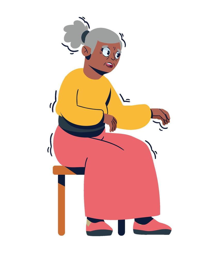 An illustration of an old woman sitting on a chair vector