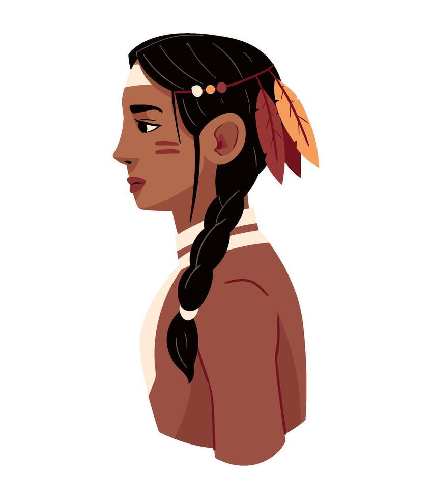 An illustration of a native american woman vector