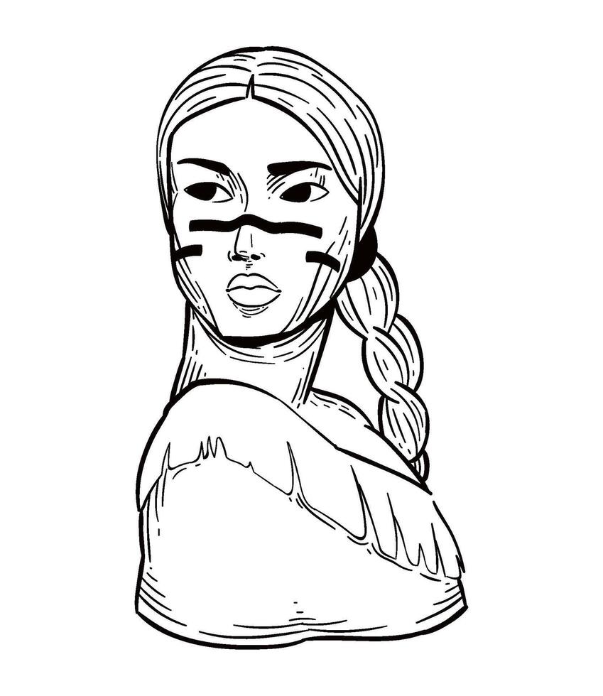 A drawing of a woman with a face paint vector