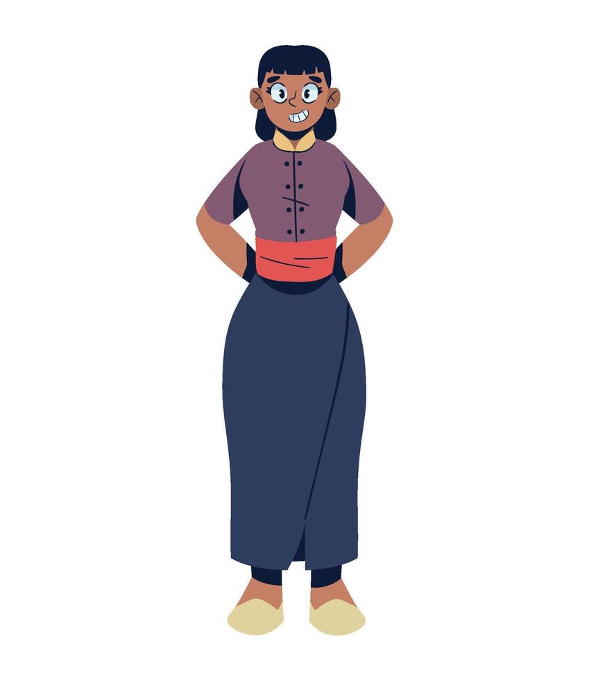 A cartoon woman in a traditional dress vector