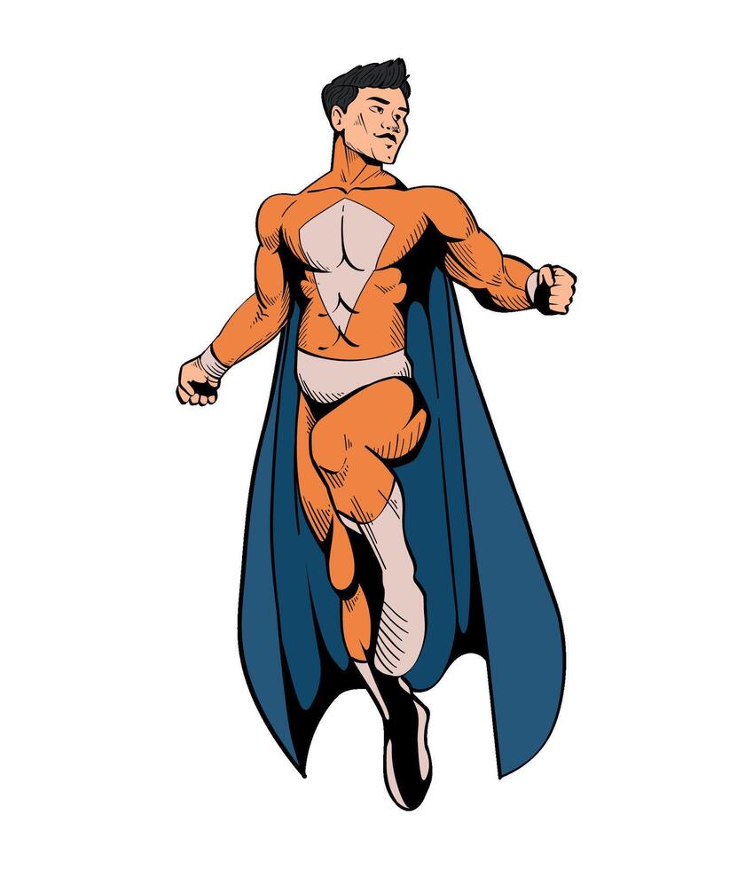 A cartoon superhero running with cape vector