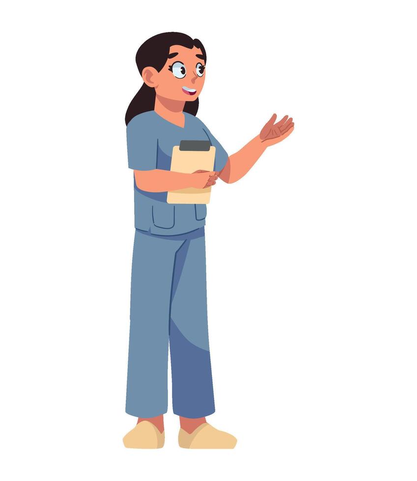 A cartoon nurse holding a clipboard vector