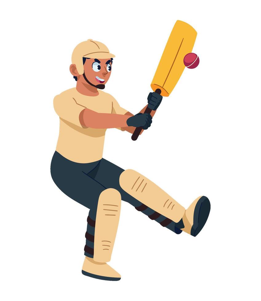 Cricket player with bat and ball illustration vector