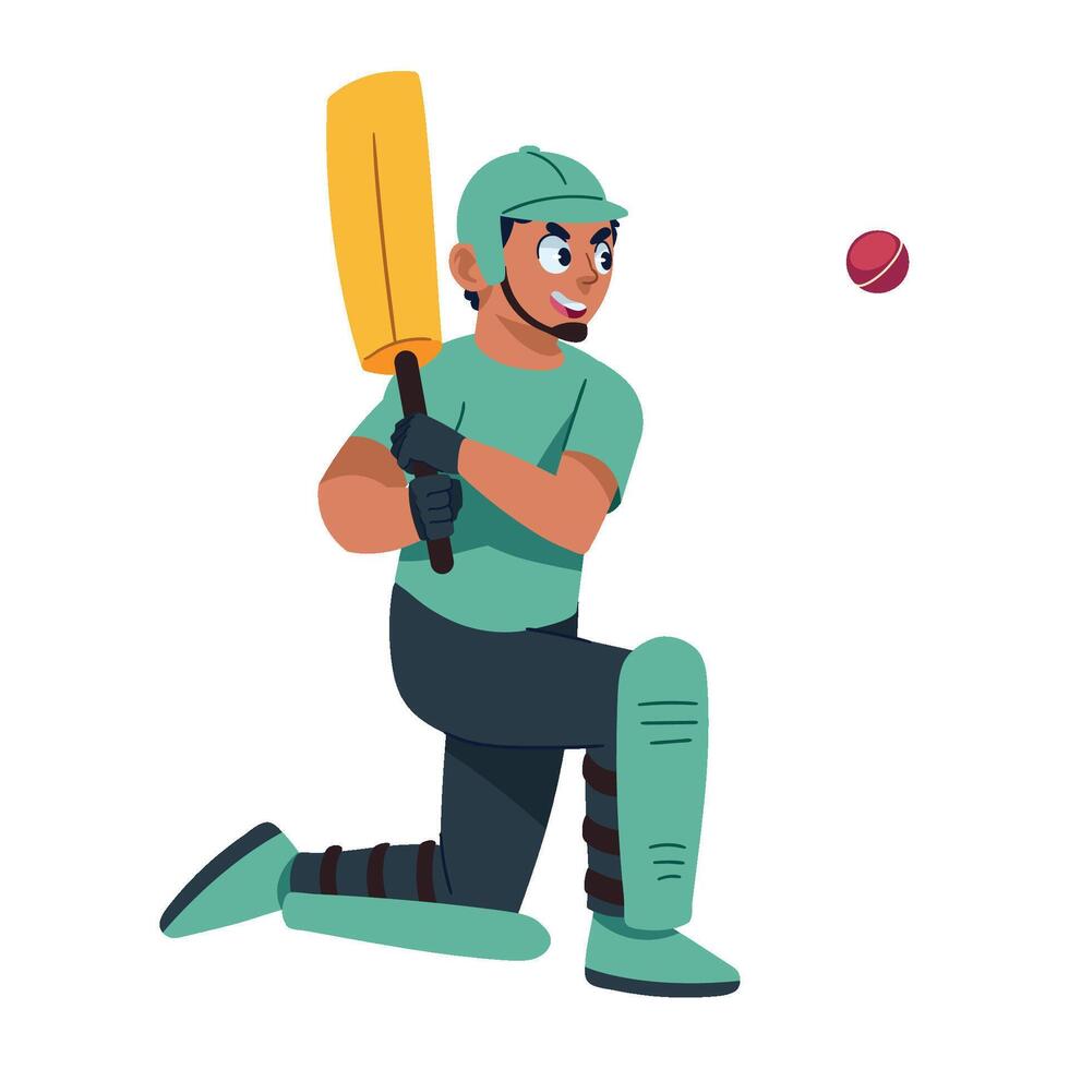 Cricket player in action, illustration vector