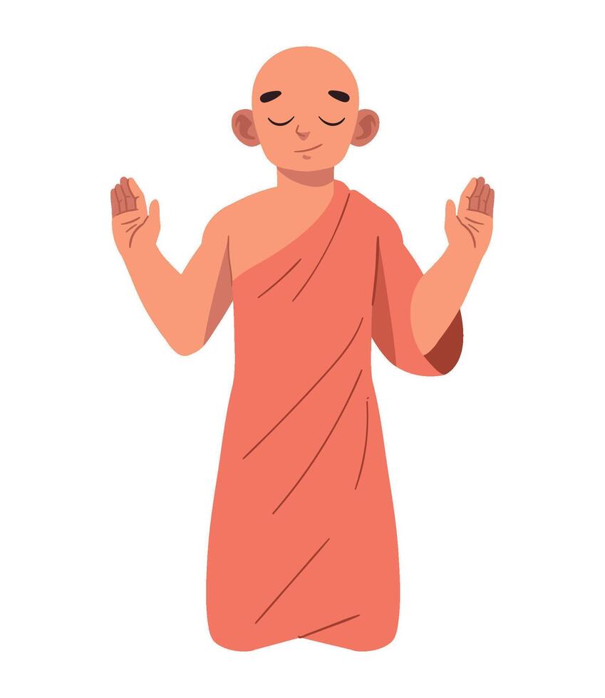 A cartoon monk in a pink robe vector