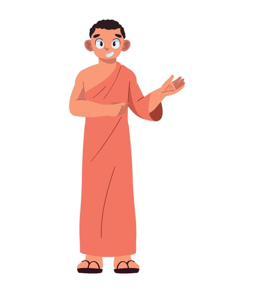 A cartoon monk in a robe vector