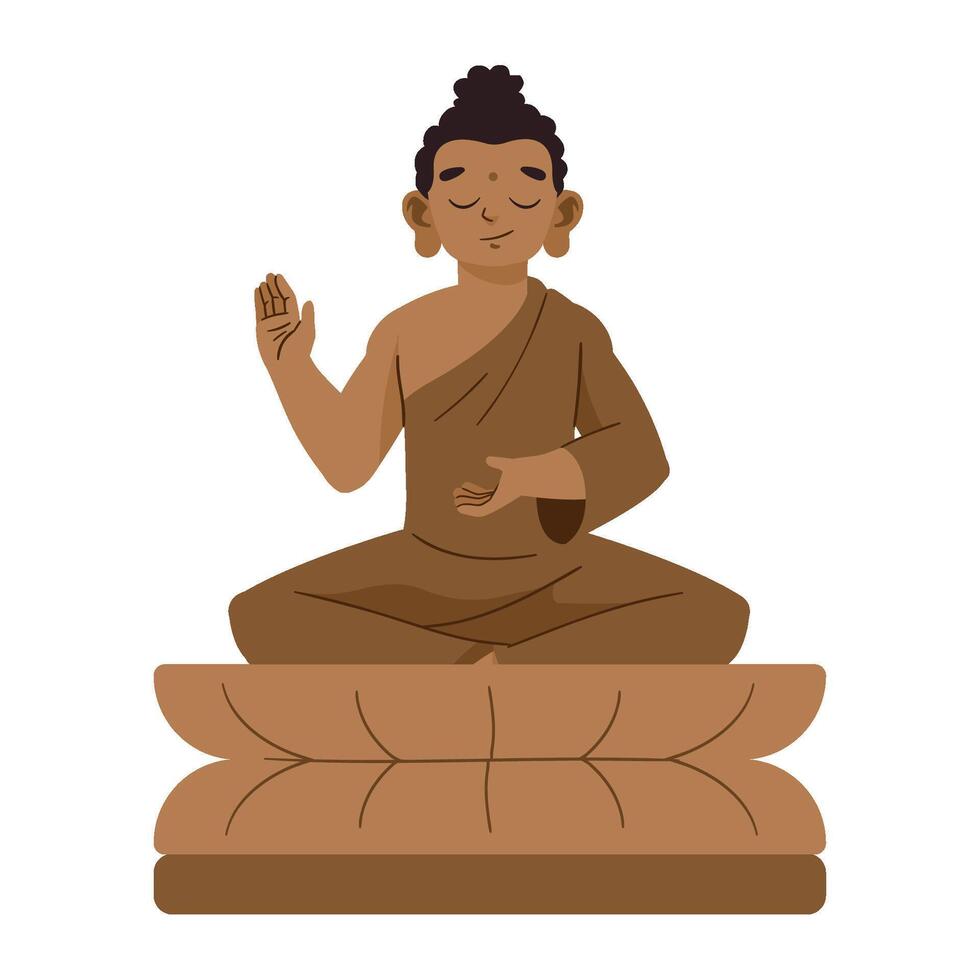 A cartoon buddha sitting on a lotus flower vector