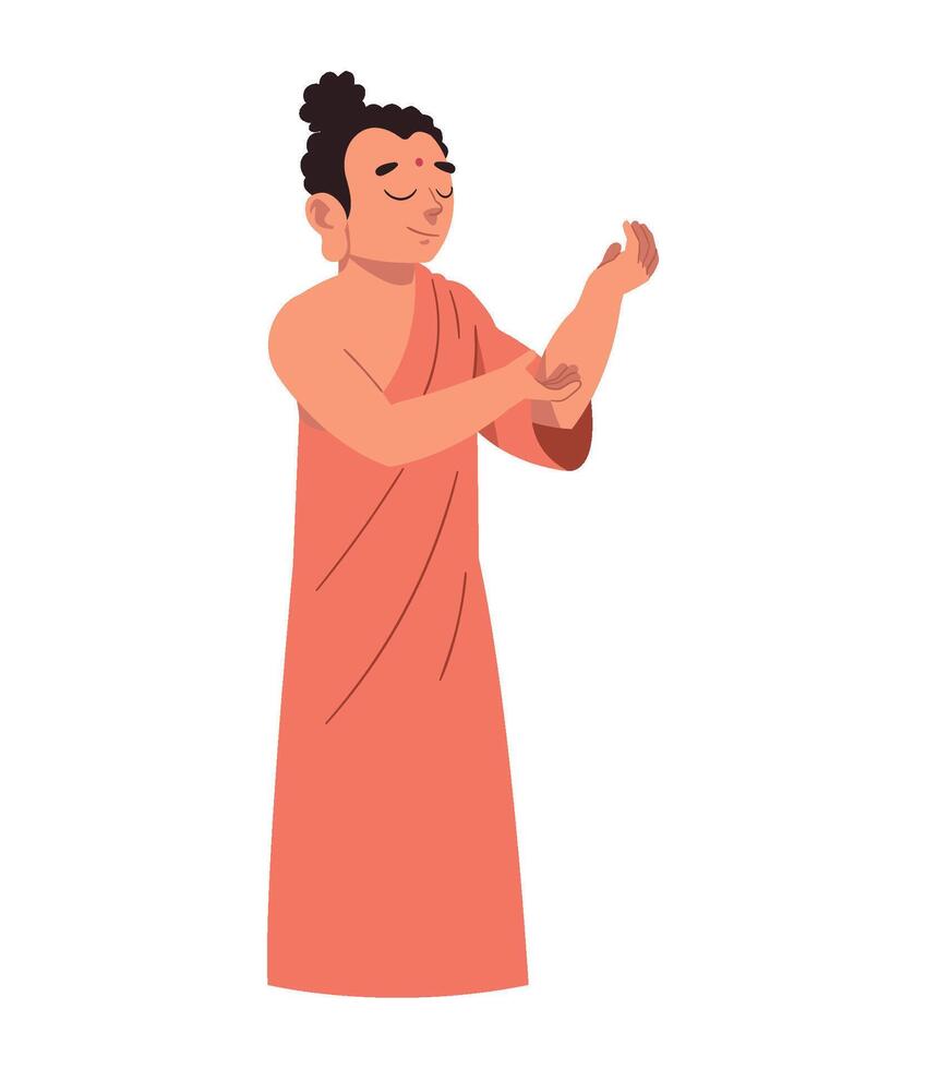 A cartoon monk in a robe is holding his hand vector